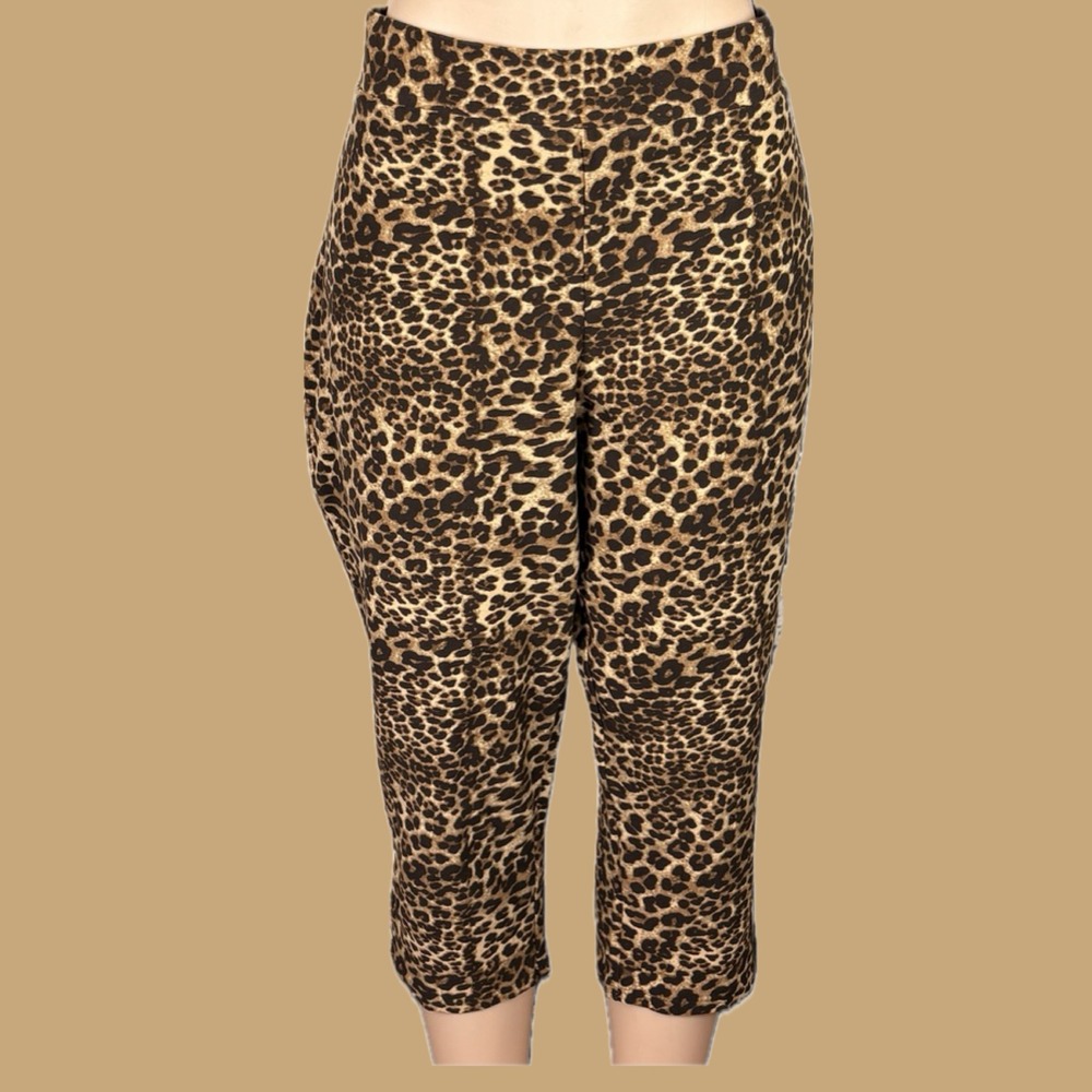 Betsey Johnson 5X Leopard Print Streetwear Edge Cotton Stretch Cropped Leggings